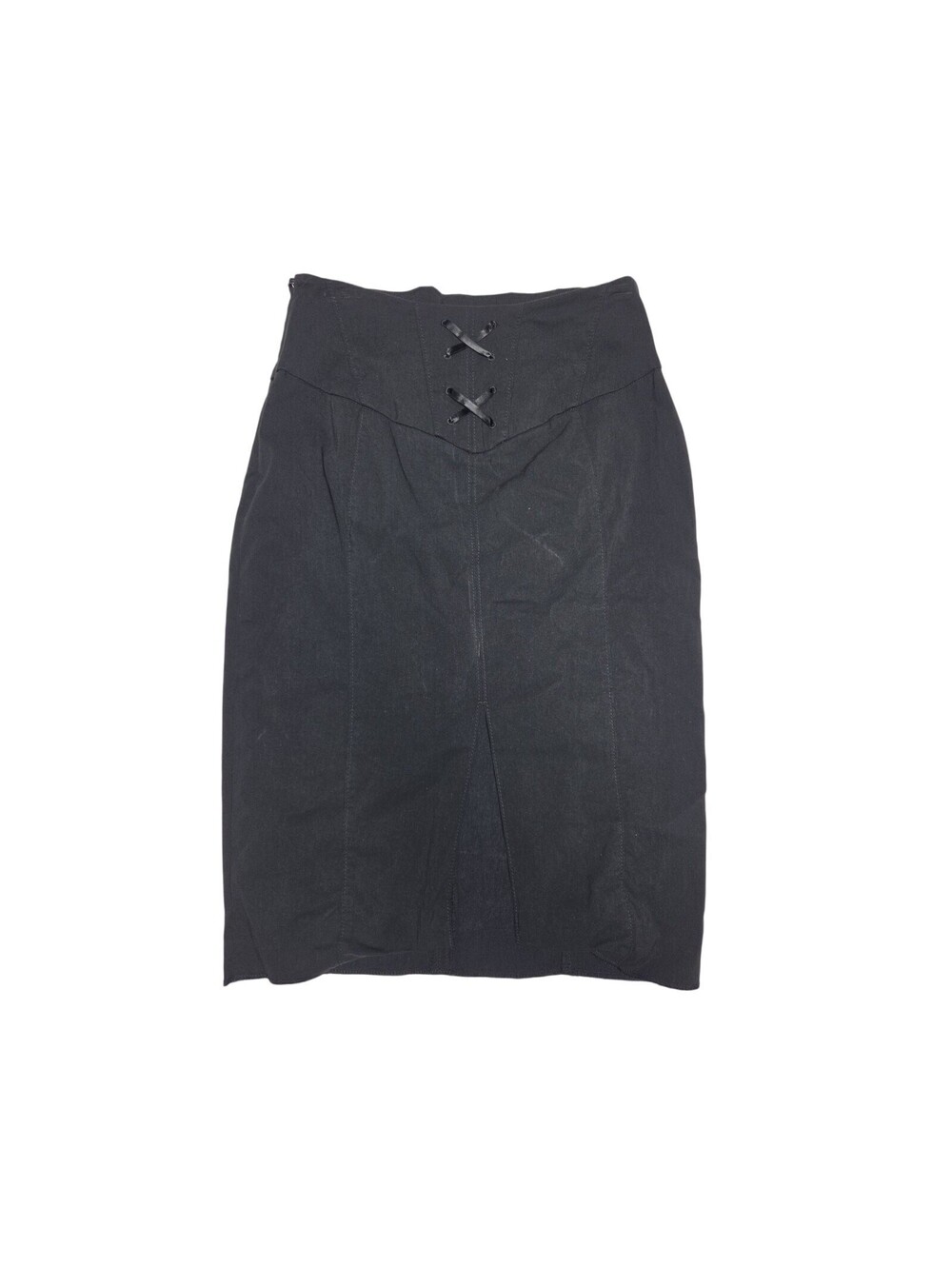 Express Design Studio Black Lace-Up Back Pencil Career Midi Skirt Women Size 4 - Picture 4 of 4